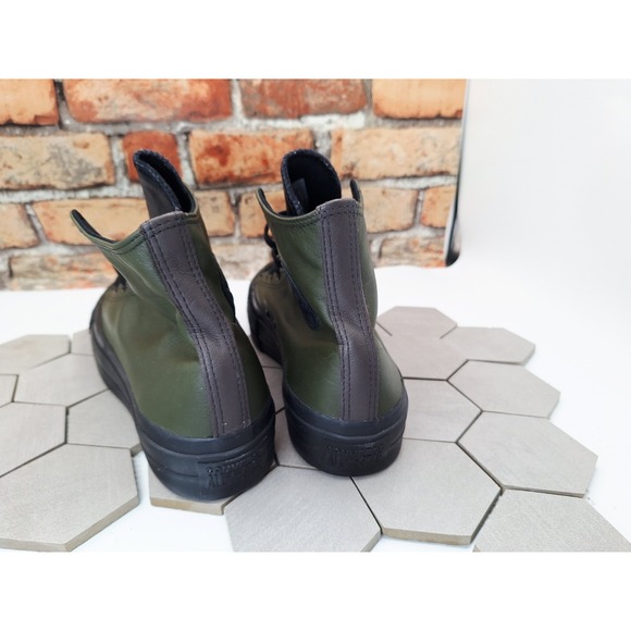 Converse Chuck Taylor Leather Military Olive 2in Platform Sneakers Men Sz 8 Rare - Picture 8 of 14